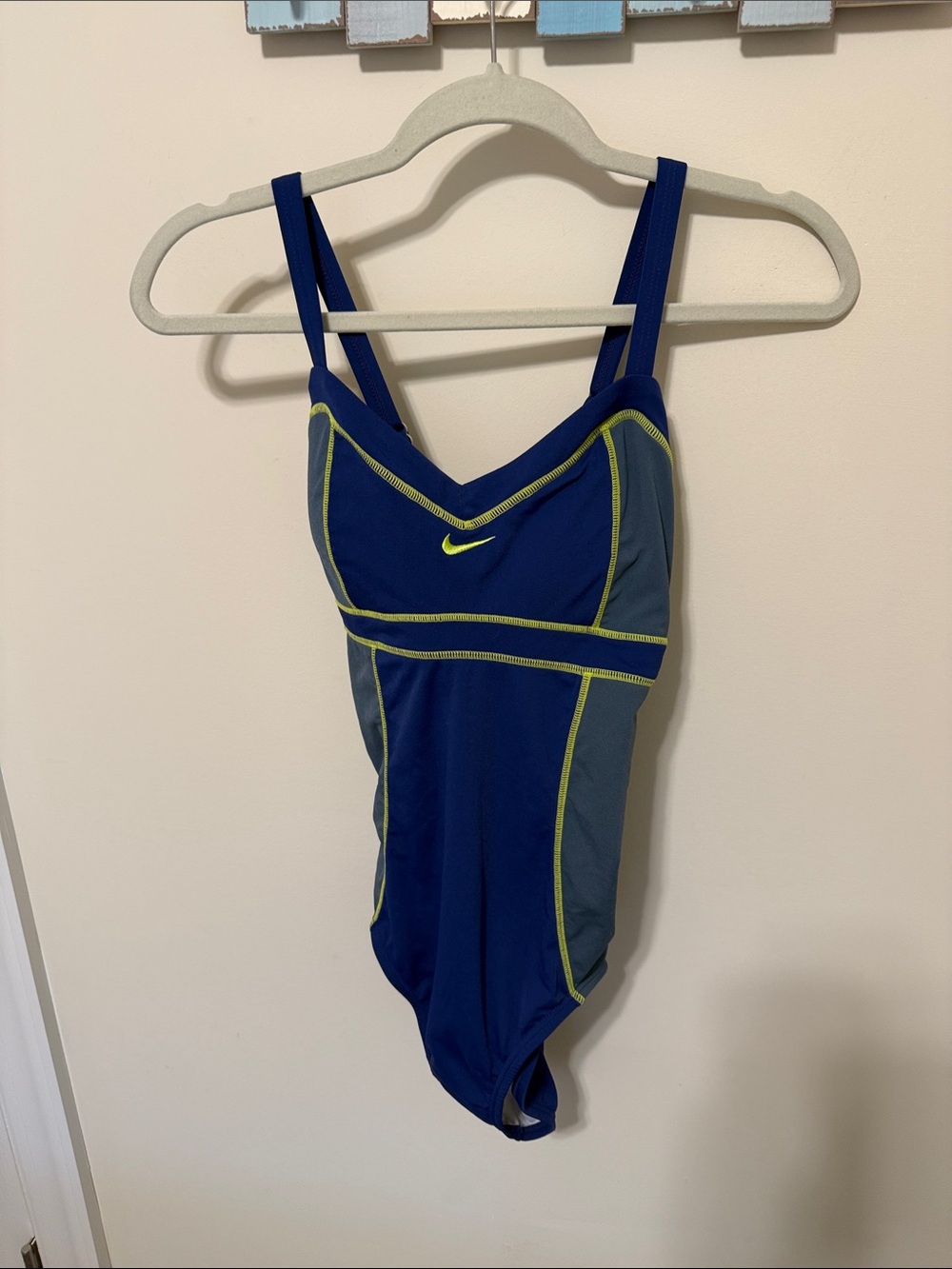 Nike Women’s Royal Blue/Gray One-Piece Cross-back Swimsuit / Size 12 / Brand NWT